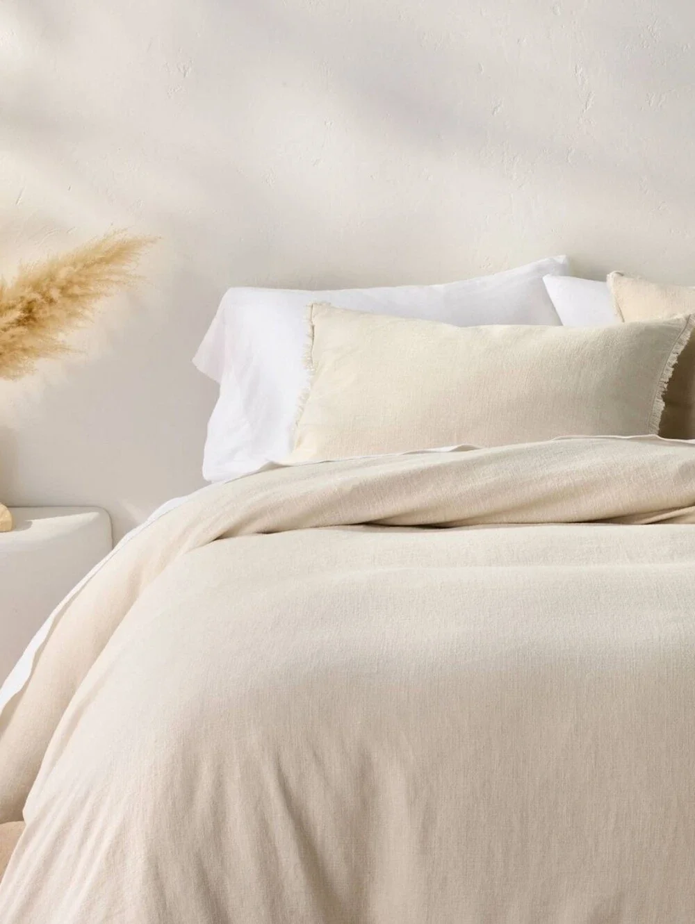 BN Casaluna Target Natural heavyweight linen blend duvet cover, 2 shams set King